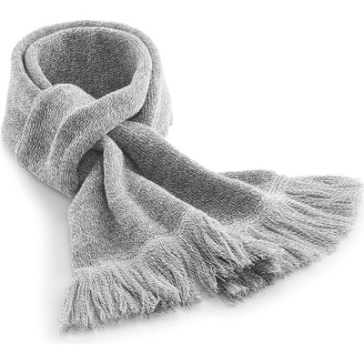 Beechfield Klasická pletená šála šedý melír