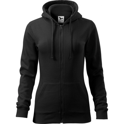 MALFINI Malfini trendy zipper 411 / Дамско яке тип кенгуру с цип по цялата дължина и качулка - черно s (4110113)