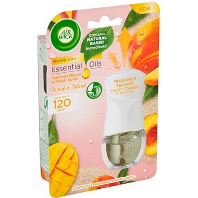 Air Wick Essential Oils Mango a Broskev z Malediv elektrický osvěžovač vzduchu komplet 19 ml