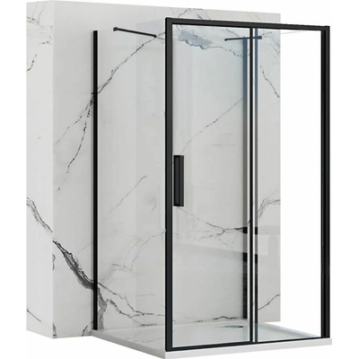 Rea Rapid Slide Wall, 3-stenný sprchovací kút s posuvnými dverami 120 (dvere) x 100 (stena) x 195 cm, 6mm číre sklo, čierny profil, KPL-09882