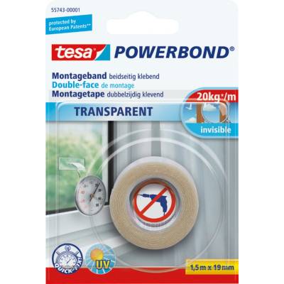 Tesa Powwerbond Montážna páska 1.5 m x 19 mm priehľadná