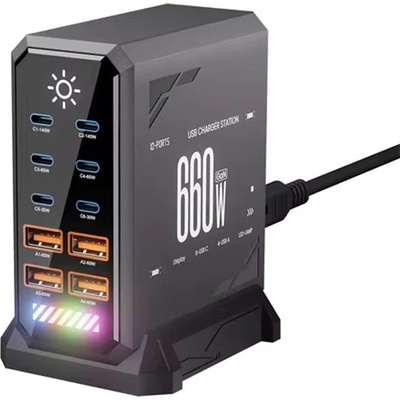 BlackBird Зарядна станция GAN 660W 6xUSB-C + 4xUSB, черна BH1700 (BH1700)
