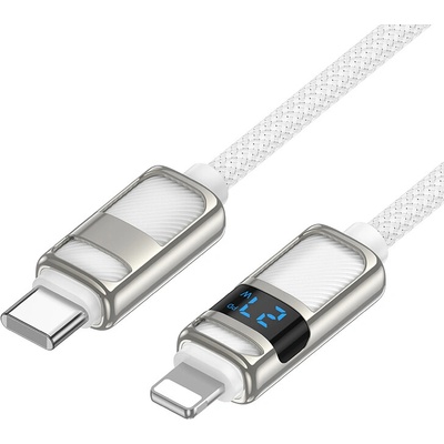 Hoco U137 Line PD datový s displejem pro iPhone Type-C – Lightning 1,2m bílý