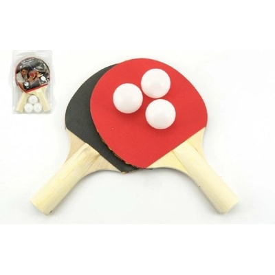 Teddies Sada stolní tenis/ping pong dřevěná 25cm s míčky v pouzdře