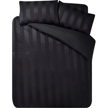 Catherine Lansfield Черно двойно 3 части сатенено спално бельо 200x200 cm So Soft Satin Stripe - Catherine Lansfield (BD/61208/W/DQS/BK)