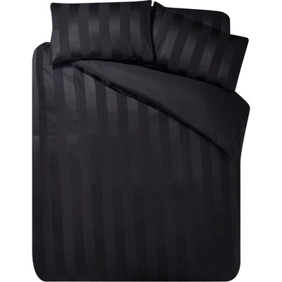 Catherine Lansfield Черно двойно 3 части сатенено спално бельо 200x200 cm So Soft Satin Stripe - Catherine Lansfield (BD/61208/W/DQS/BK)