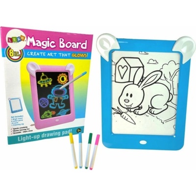 Magic Illuminated Drawing Board Šablony Fixy Modrá