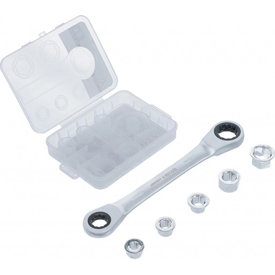 BGS Diy Ráčnový očkový klíč se sadou adaptérů 8–19 mm 6dílná - BGS 71016