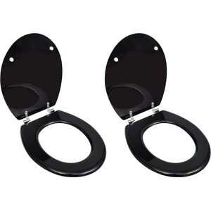 vidaXL Тоалетни седалки с капаци, 2 бр, МДФ, черни (275908)