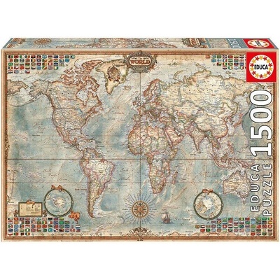 Educa Political worldmap 1500 dielov