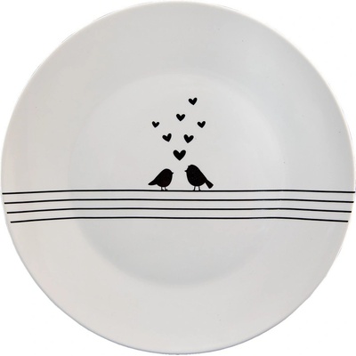 Clayre & Eef Porcelánový talíř ptáček