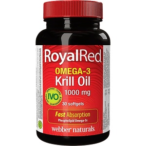 Webber Naturals Omega-3 Krill Oil RoyalRed®/ Омега-3 Крил масло 1000 mg x 30 софтгел капсули Webber Naturals (3490 WN)