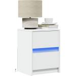 vidaXL Нощни шкафчета с LED, 2 бр, бяло, инженерна дървесина (852034)