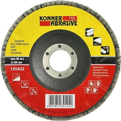 Kotúč KONER D22 125x22 mm, A080, AluOxide, vejarový