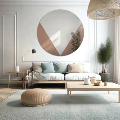 Alfaram Okrúhle dekoratívne zrkadlo s medenou panel v odtieni rose gold - LOLO 100