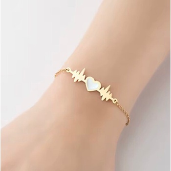 Meganflo Гривна с кърма „Ритъм на сърцето - златна медицинска стомана