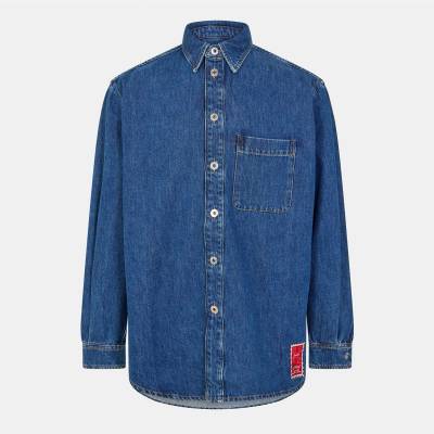 OFF WHITE Яке OFF WHITE Men's Off-White Quilted Insulated Short Puffer Jacket - Blue/Beige