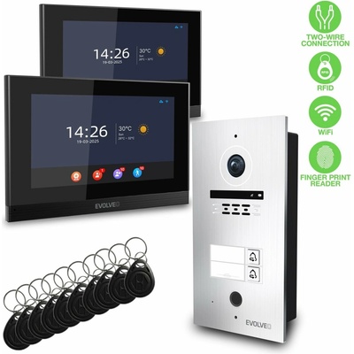 EVOLVEO DoorPhone ID-2, 2drátový videotelefon pro dva byty s RFID, otiskem prstu a podporou ONVIF ka DP-ID-2-S