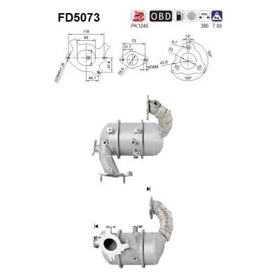 Filtr sazových částic, výfukový systém AS FD5073
