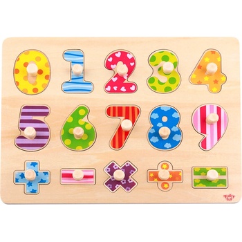 Tooky toys Дървен пъзел с дръжки, Цифри и аритметични знаци (ty851)