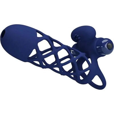 Pretty Love Giann vibračný návlek na penis - modrý