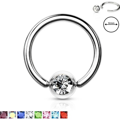 Šperky Eshop ocelový piercing do obočí kroužek s krystalkem v kulaté objímce T11.06 Aqua modrá Q