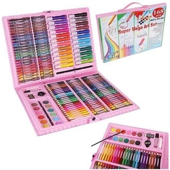 Image 1 of Голям творчески комплект за рисуване - 168 елемента - Розов (kru9174)