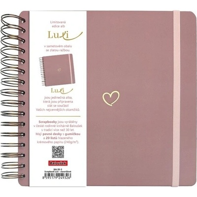 Scrapbook LUXI 210x210mm, 240g/20listů, lamino, Starorůžová