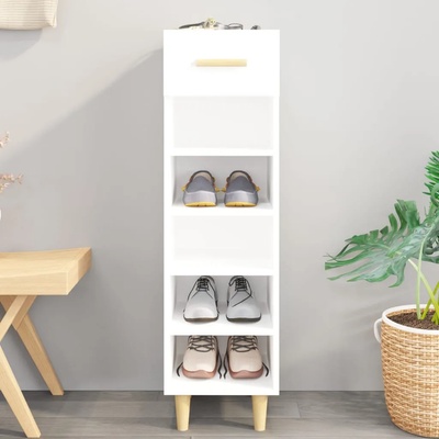 vidaXL Шкаф за обувки, бял, 30x35x105 см, инженерно дърво (812798)