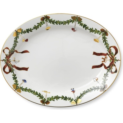 Royal Copenhagen Vánoční servírovací talíř Star Fluted Christmas 37 cm, bílá barva, porcelán