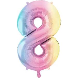 Party Deco Фолиев Балон Цифри Пастелна Дъга 86 см - 8 (fb1m-8-000p)