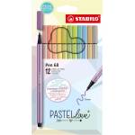 STABILO Комплект флумастери, Stabilo, Pen 68 Pastellove, ST6812-7-7, 12 цвята (ST6812-7-7)