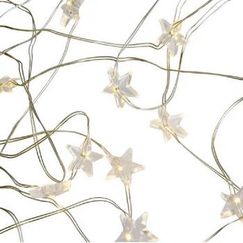 ACA Lighting LED dekoračná girlanda biele hviezdičky studená biela farba 200 cm IP20 2x batéria AA