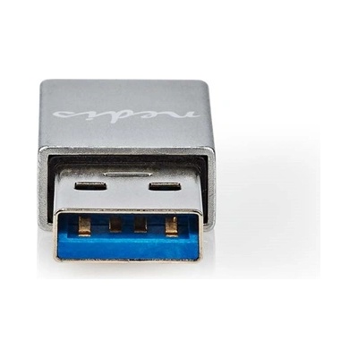 Nedis CCTB60925AL USB-A адаптер, USB 3.2 Gen 1, USB-A мъжки, USB-C женски, 5 Gbps, кръгъл, никелиран, сребърен (CCTB60925AL)