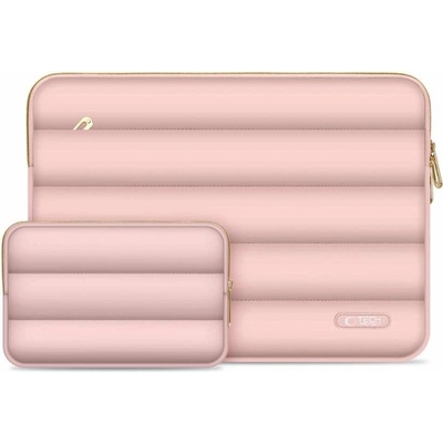 Tech-Protect Елегантен калъф и органайзер за аксесоари за MacBook 13, MacBook 14 и лаптопи до 14 инча - Tech-Protect Puffy Laptop Sleeve and Accessories Bag 14 (розов) (THP3480)