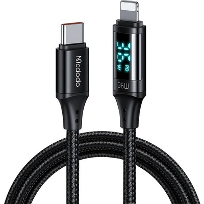 Mcdodo CA-1030 USB-C na Lightning, 36 W, 1,2m, černý