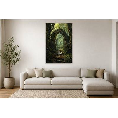 Obraz na plátně – Lesní cesta pod zdobenou bránou 90 × 135 cm