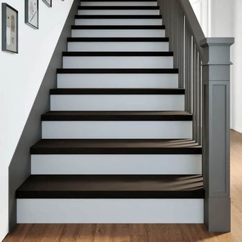 vidaXL Стълбищни стъпала, 16 бр, кафяво-черни, 100x30x2 см, дъб масив (3283058)