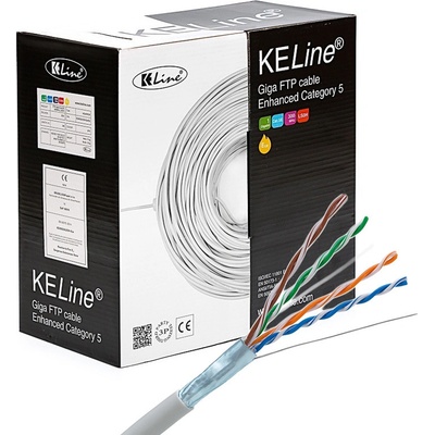 KELine KE300S24LSOH-Dca-RLX FTP, Cat5E, drôt, LSOH, Eca, s2, d1, a1, box, 305m, šedý