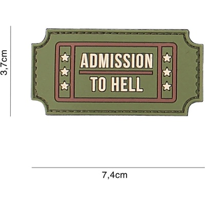 Gumová nášivka 101 Inc nápis Admission to Hell - multicam