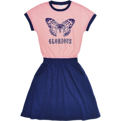 Winkiki Kids Wear dívčí šaty Glorious růžová/navy
