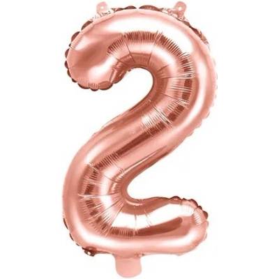Party Deco Фолиев Балон Цифра, Розово Злато, 35см - 2 (fb10m-2-019r)