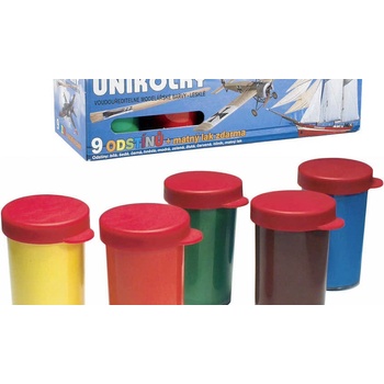 Unikolky modelářské lesklé barvy set 9 barev + matný lak