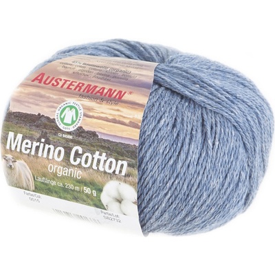 Austermann MERINO COTTON - 55% vlna merino, 45% bavlna - Ručně pletací příze Barva: 15 JEANS