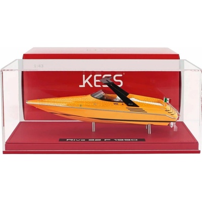 KESS MODEL RIVA MOTOSCAFO 32 FERRARI 1990 2x ENGINE V8 780CV 24cm CON VETRINA WITH SHOWCASE YELLOW 1:43
