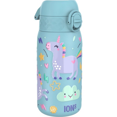 Бутилка за вода Ion8 Print, метална, 400ml, ЕДНОРОЗИ СИН (32032-А-ЕДНОРОЗИ С)
