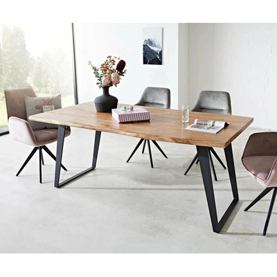 DELIFE Jídelní stůl Edge 180 x 90 XL přírodní akácie kov šikmý