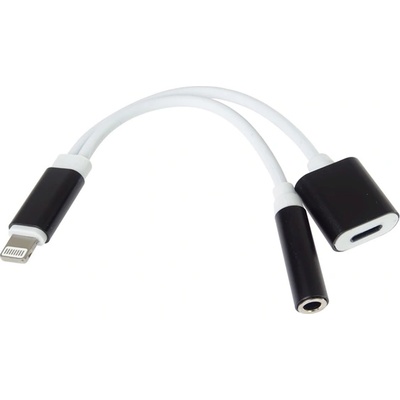 PremiumCord Преходник аудио Lightning - 3, 5 мм жак + USB-C за зареждане, M/F/F, 0, 1 м, черен KIPOD54 (KIPOD54)