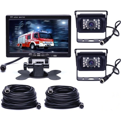 PODOFO Parkovací systém TRUCK F0505C1, 2x 18IR LED kamera s 7" LCD displejem na palubku – Zboží Mobilmania