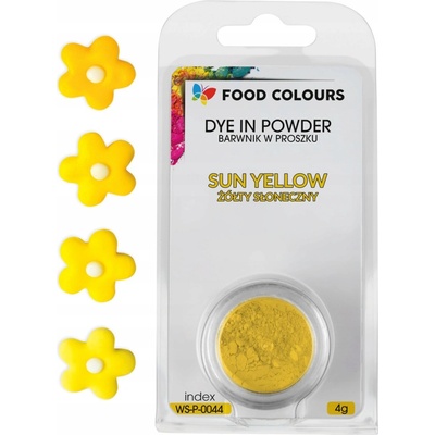 Food Colours POTRAVINÁŘSKÉ BARVIVO v prášku JEDLÉ ŽLUTÉ SLUNEČNÉ 4 g